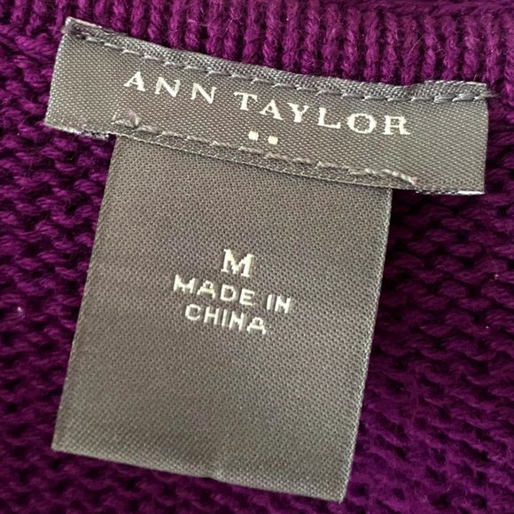 Ann Taylor Deep Purple Zip-Up Sweater/Cardigan - Picture 3 of 6